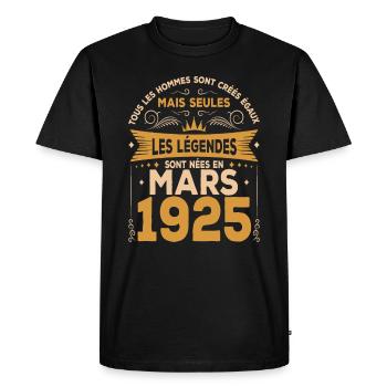 Mars 1925 Anniversaire Idée Cadeau Vintage 1925 - T-shirt Premium bio Homme - noir - Devant - Nico (187cm)