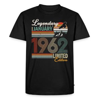 Légendaire depuis janvier 1962 - T-shirt Premium bio Homme - noir - Devant - Nico (187cm)