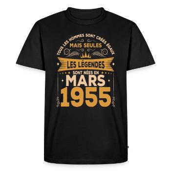 Mars 1955 | Mars 1955 anniversaire 1955 - T-shirt Premium bio Homme - noir - Devant - Nico (187cm)