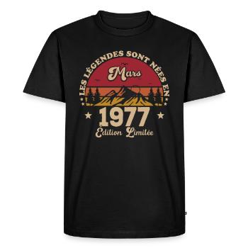 Mars 1977 anniversaire 1977 né en mars 1977 - T-shirt Premium bio Homme - noir - Devant - Nico (187cm)