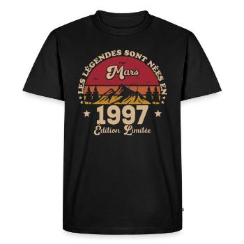 March 1997 anniversary 1997 Retro 1997 March - Men's Premium Organic T-Shirt - black - Front - Nico (187cm)