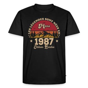 March 1987 anniversary March 1987 vintage 1987 - Men's Premium Organic T-Shirt - black - Front - Nico (187cm)