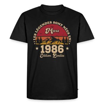 Mars 1986 anniversaire Mars 1986 Mars - T-shirt Premium bio Homme - noir - Devant - Nico (187cm)
