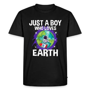 Earth Planet Gift - Men's Premium Organic T-Shirt - black - Front - Nico (187cm)