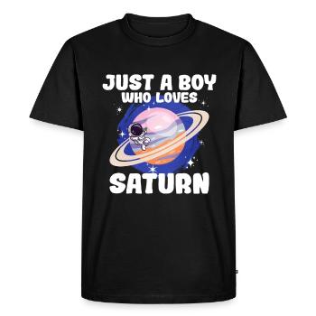 Saturn Planet Gift - Men's Premium Organic T-Shirt - black - Front - Nico (187cm)