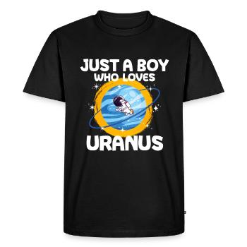 Uranus Planet Gift - Men's Premium Organic T-Shirt - black - Front - Nico (187cm)