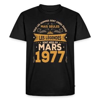 Mars 1977 anniversaire 1977 né en mars 1977 - T-shirt Premium bio Homme - noir - Devant - Nico (187cm)