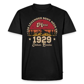 Mars 1929 Anniversaire Idée Cadeau Vintage 1929 - T-shirt Premium bio Homme - noir - Devant - Nico (187cm)