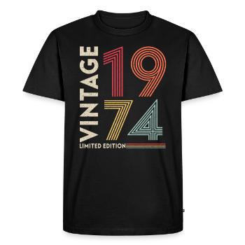 Retro Vintage Cassette Anniversaire né en 1974 - T-shirt Premium bio Homme - noir - Devant - Nico (187cm)