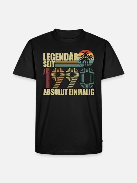 Geboren 1990 - Männer Premium Bio T-Shirt - Schwarz
