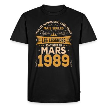 Mars 1989. Cadeau d'anniversaire mars 1989. - T-shirt Premium bio Homme - noir - Devant - Nico (187cm)