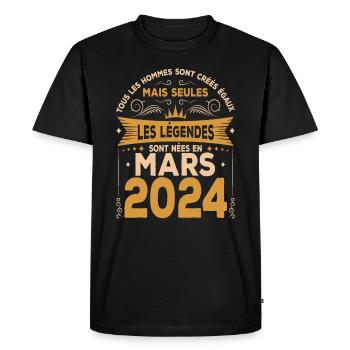 Mars 2024 | Mars 2024 anniversaire 2024 - T-shirt Premium bio Homme - noir - Devant - Nico (187cm)