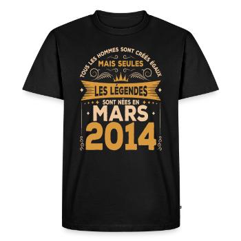 Mars 2014 | Mars 2014 anniversaire 2014 - T-shirt Premium bio Homme - noir - Devant - Nico (187cm)