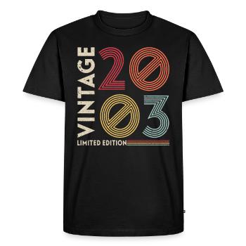 Millésime 2003 Anniversaire - T-shirt Premium bio Homme - noir - Devant - Nico (187cm)