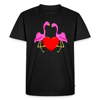 Flamingo Love - Men's Premium Organic T-Shirt - black - Front - Nico (187cm)