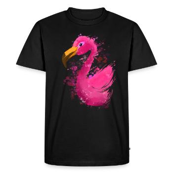 Colorful Flamingo - Men's Premium Organic T-Shirt - black - Front - Nico (187cm)