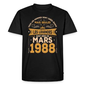 Mars 1988 | anniversaire 1988 Vintage Mars - T-shirt Premium bio Homme - noir - Devant - Nico (187cm)