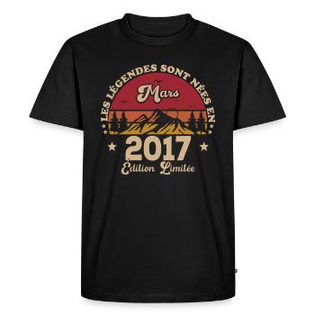 Mars 2017 | Mars 2017 anniversaire 2017 - T-shirt Premium bio Homme - noir - Devant - Nico (187cm)