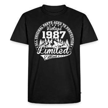 Millésime 1987 - T-shirt Premium bio Homme - noir - Devant - Nico (187cm)