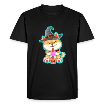 Halloween Cat Bubble Tea - Men's Premium Organic T-Shirt - black - Front - Nico (187cm)