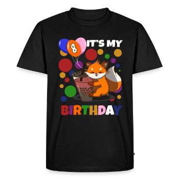 8. Birthday Fox - Men's Premium Organic T-Shirt - black - Front - Nico (187cm)