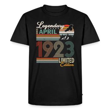 VINTAGE APRIL 1923 LIMITED EDITION - Men's Premium Organic T-Shirt - black - Front - Nico (187cm)