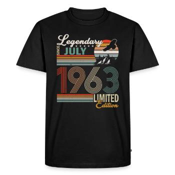 Né en juillet 1963 - T-shirt Premium bio Homme - noir - Devant - Nico (187cm)