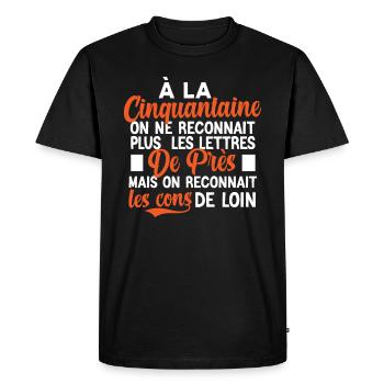 t-shirt anniversaire 50 ans cadeau humour - T-shirt Premium bio Homme - noir - Devant - Nico (187cm)