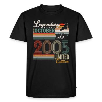 Anniversaire Millésime Octobre 2005 Legends Cadeau - T-shirt Premium bio Homme - noir - Devant - Nico (187cm)