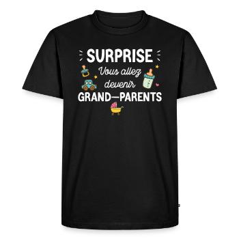 Body Bébé Annonce Grossesse Grands-parents - T-shirt Premium bio Homme - noir - Devant - Nico (187cm)