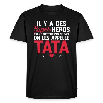 Héros Sans Cape : Les Tatas - T-shirt Premium bio Homme - noir - Devant - Nico (187cm)