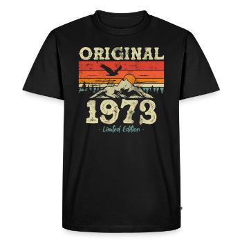 Vintage Birthday Gift 1973 - Men's Premium Organic T-Shirt - black - Front - Nico (187cm)