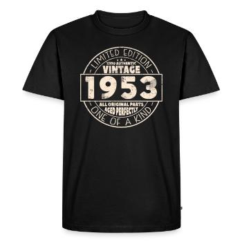 Vintage Anniversary 1953 - Men's Premium Organic T-Shirt - black - Front - Nico (187cm)