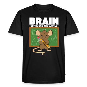 The brain conquers the world - Men's Premium Organic T-Shirt - black - Front - Nico (187cm)