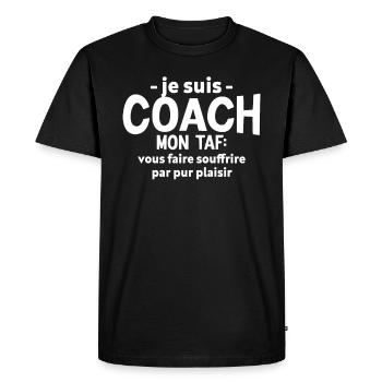 Coach Sportif Humoristique - T-shirt Premium bio Homme - noir - Devant - Nico (187cm)