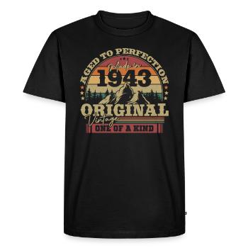 Original 1943 Celebrating 80 Years of Legend - Men's Premium Organic T-Shirt - black - Front - Nico (187cm)