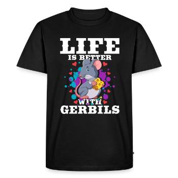 Gerbille Souris Cadeau - T-shirt Premium bio Homme - noir - Devant - Nico (187cm)