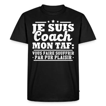 Je suis coach - humour cadeau sportif - T-shirt Premium bio Homme - noir - Devant - Nico (187cm)