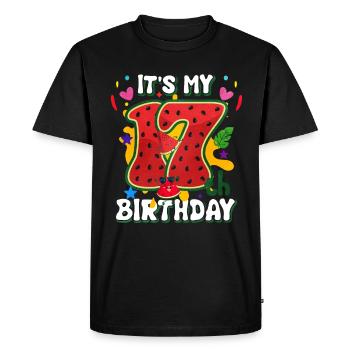 17th Birthday Watermelon Summer Gift - Men's Premium Organic T-Shirt - black - Front - Nico (187cm)