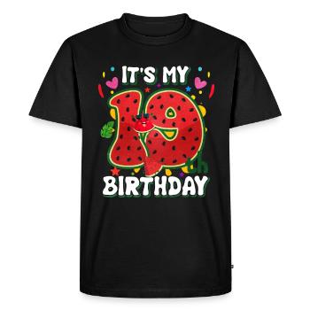 19th Birthday Watermelon Summer Gift - Men's Premium Organic T-Shirt - black - Front - Nico (187cm)