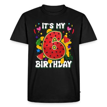 6th Birthday Watermelon Summer Gift - Men's Premium Organic T-Shirt - black - Front - Nico (187cm)