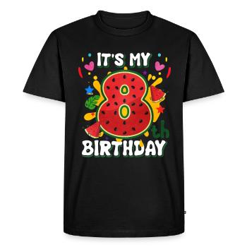 8th Birthday Watermelon Summer Gift - Men's Premium Organic T-Shirt - black - Front - Nico (187cm)