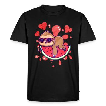 Watermelon - Men's Premium Organic T-Shirt - black - Front - Nico (187cm)