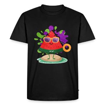 Watermelon - Men's Premium Organic T-Shirt - black - Front - Nico (187cm)