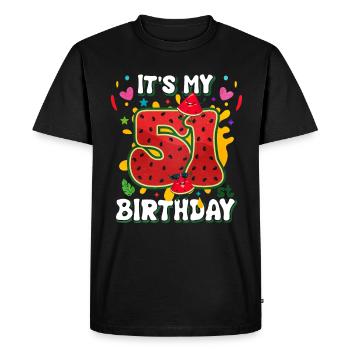 51st Birthday Watermelon - Men's Premium Organic T-Shirt - black - Front - Nico (187cm)