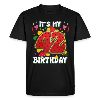 42e anniversaire Pastèque - T-shirt Premium bio Homme - noir - Devant - Nico (187cm)