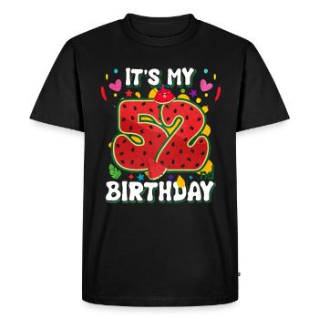 52nd Birthday Watermelon - Men's Premium Organic T-Shirt - black - Front - Nico (187cm)
