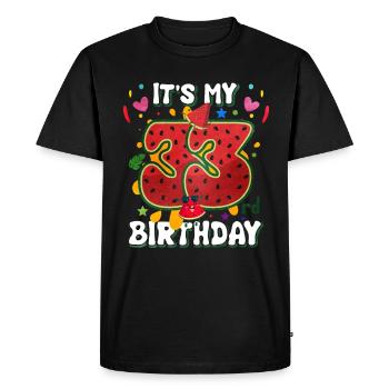33rd Birthday Watermelon - Men's Premium Organic T-Shirt - black - Front - Nico (187cm)