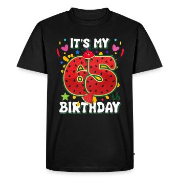 65th Birthday Watermelon - Men's Premium Organic T-Shirt - black - Front - Nico (187cm)