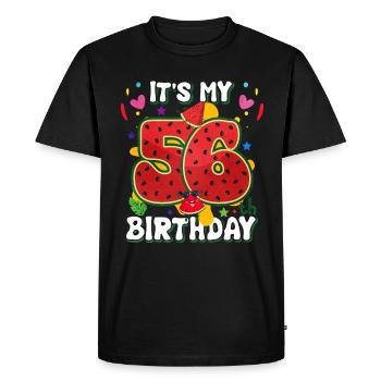 56th Birthday Watermelon - Men's Premium Organic T-Shirt - black - Front - Nico (187cm)